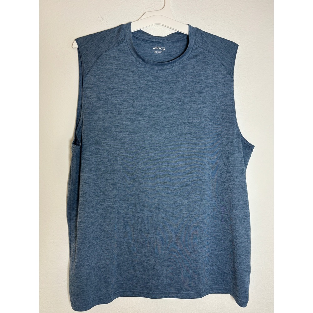 BCG Mens XL Blue Heathered Sleeveless Activewear Muscle Tank Top Gym Shirt
